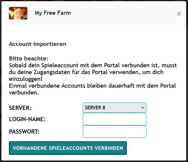Auswahlpopup zum Verknüpfen bestehender Accounts